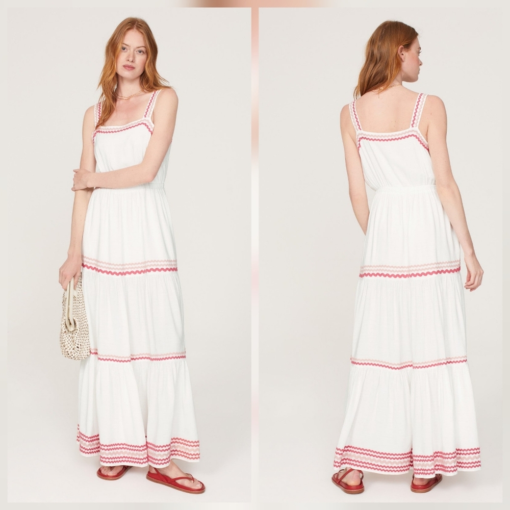 Splendid Riviera Maxi Dress Viscose Maxi Sleeveless Square Neck Pull On Size M